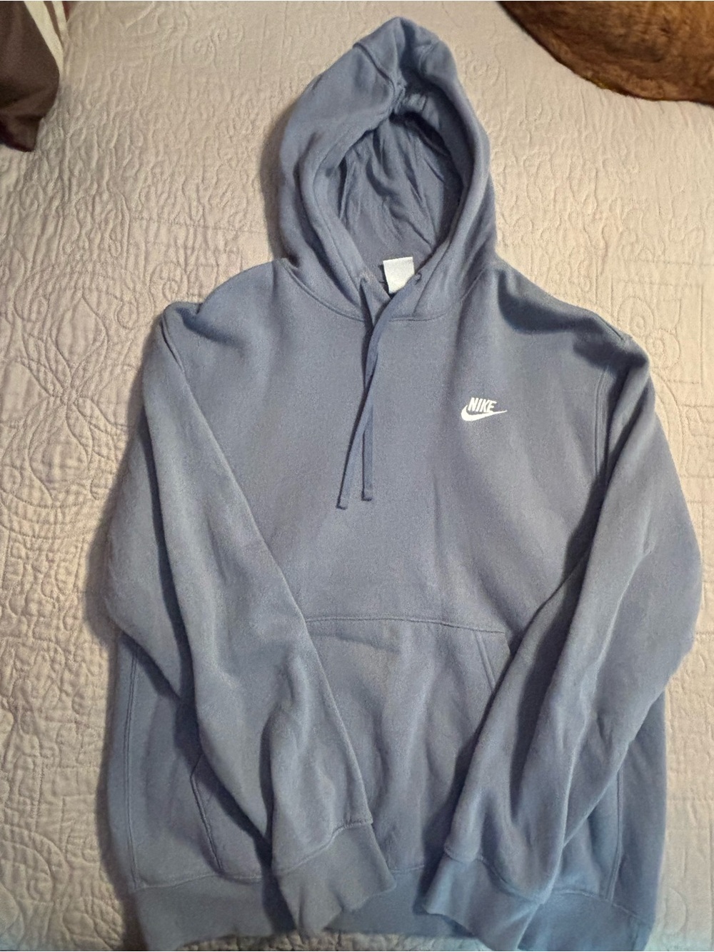 Nike Dusty Blue Pullover Hoodie with White Swoosh